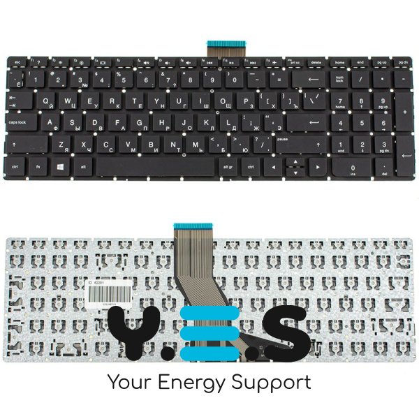 Клавіатура до ноутбуку HP (Pavilion: 15-AK) російська розкладка, чорний колір, без фрейму