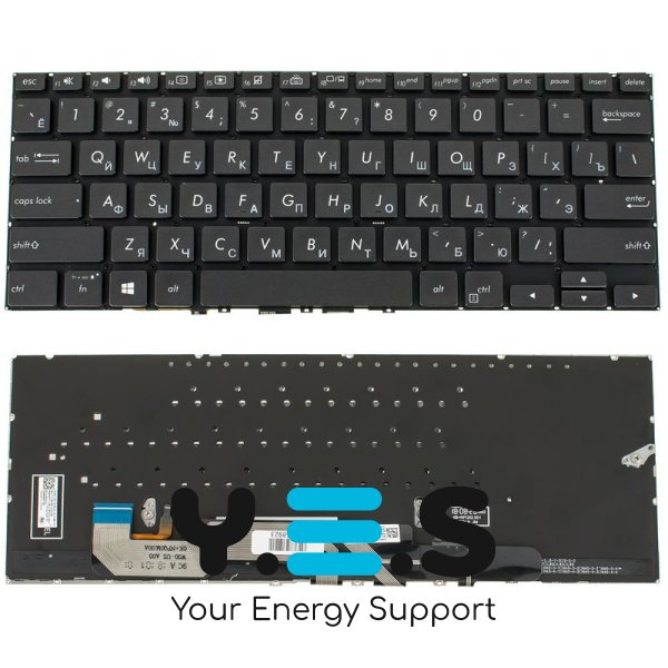 Клавіатура до ноутбуку ASUS (UX362 серій) російська розкладка, чорний колір, без фрейму, підсвітка клавіш