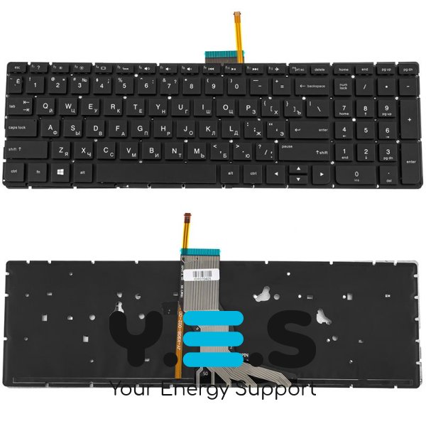 Клавіатура до ноутбуку HP (Pavilion: 15-AK) російська розкладка, чорний колір, без фрейму, підсвітка клавіш