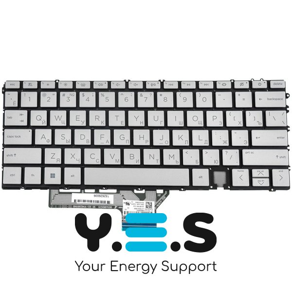 Клавіатура до ноутбуку HP (14-EF) російська розкладка, сріблястий колір, без фрейму, підсвітка клавіш