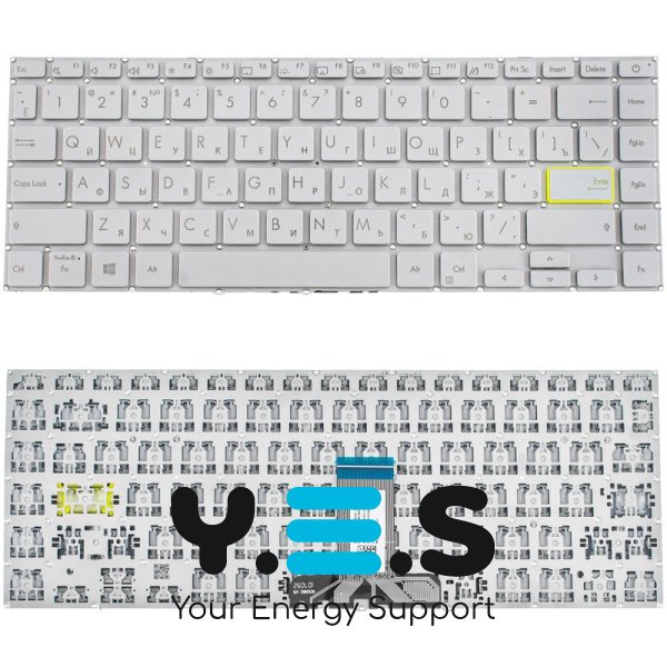 Клавіатура до ноутбуку ASUS (X421 серій) російська розкладка, сріблястий колір, без фрейму