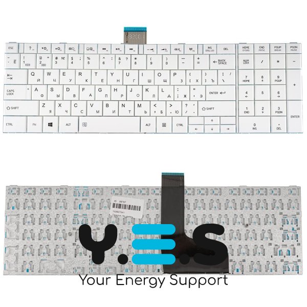 Клавіатура до ноутбуку Toshiba (Satellite: C50, C50D, C55, C55D) російська розкладка, білий колір (chiclet)