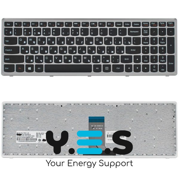 Клавіатура до ноутбуку LENOVO (IdeaPad: U510, Z710) російська розкладка, чорний колір, сріблястий колір frame