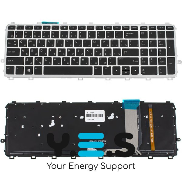 Клавіатура до ноутбуку HP (Envy: 15-J, 15T-J, 15Z-J, 17-J, 17T-J серій) російська розкладка, чорний колір, сріблястий колір frame, підсвітка клавіш