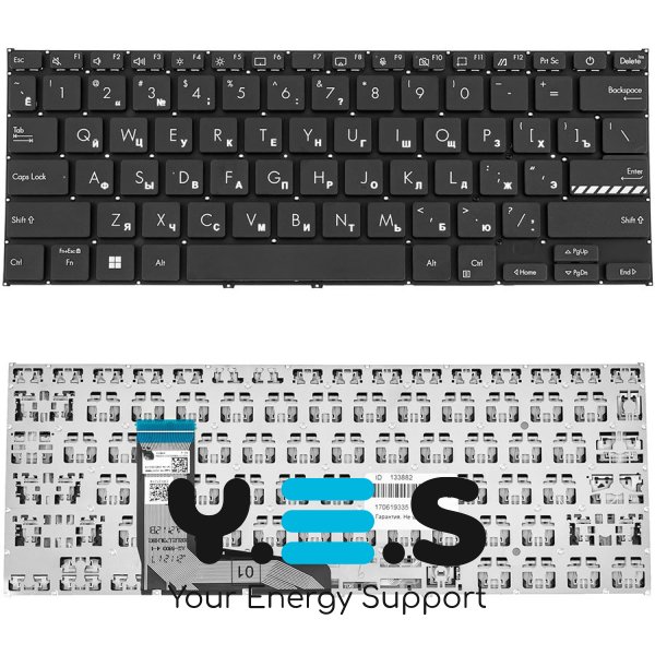 Клавіатура до ноутбуку ASUS (X1402, X1403 серій) російська розкладка, чорний колір, без фрейму