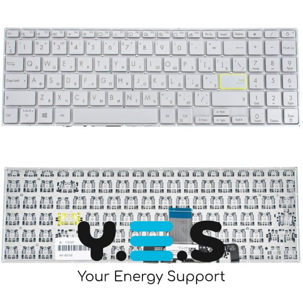Клавіатура до ноутбуку ASUS (X521 серій) російська розкладка, сріблястий колір, без фрейму