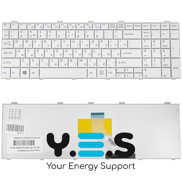 Клавіатура до ноутбуку FUJITSU (LB: A530, A531, AH512, AH530, AH531, NH751) російська розкладка, білий колір