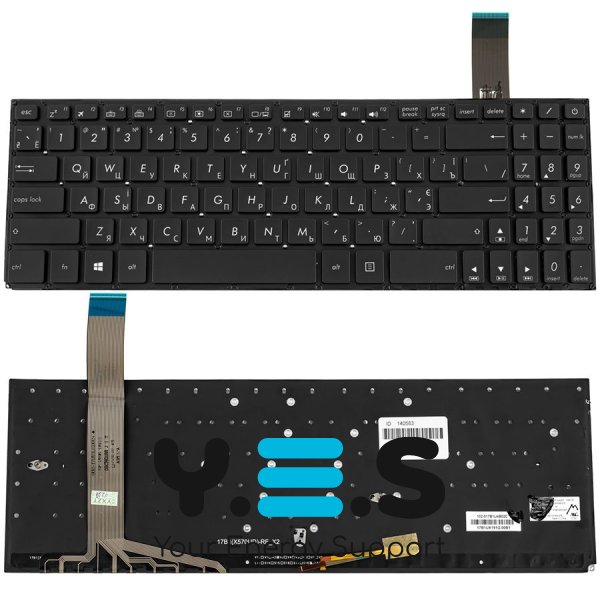 Клавіатура до ноутбуку ASUS (X570 серій) українська розкладка, чорний колір, без фрейму, підсвітка клавіш (Оригінал)