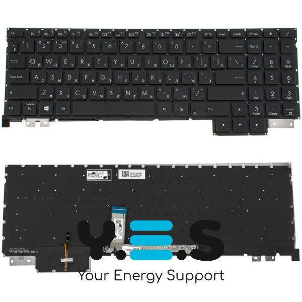 Клавіатура до ноутбуку ASUS (H5600 серій), російська розкладка, чорний колір, без фрейму, підсвітка клавіш