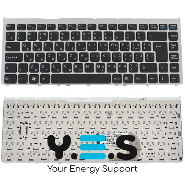 Клавіатура до ноутбуку SONY (VGN-FW) російська розкладка, чорний колір, с фреймом