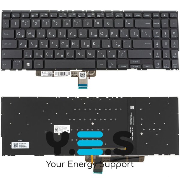 Клавіатура до ноутбуку ASUS (UX564 серій) російська розкладка, чорний колір, без фрейму, підсвітка клавіш