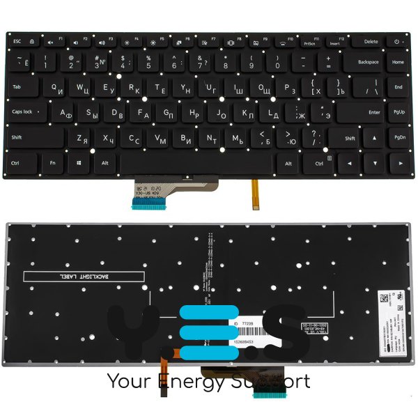 Клавіатура до ноутбуку XIAOMI (Xiaomi: 15.6") російська розкладка, чорний колір, без фрейму, підсвітка клавіш (Оригінал)