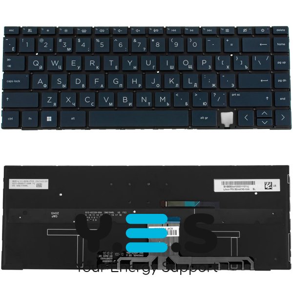 Клавіатура до ноутбуку HP (14-EA) російська розкладка, чорний колір, без фрейму, підсвітка клавіш