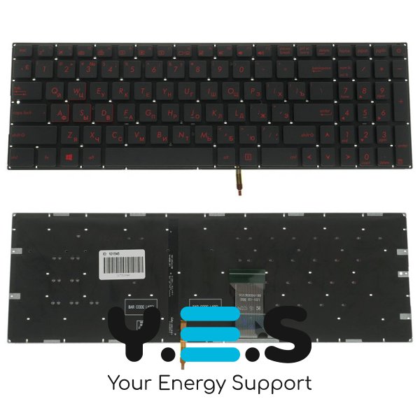 Клавіатура до ноутбуку ASUS (GL702VML) російська розкладка, чорний колір, без фрейму, підсвітка клавіш