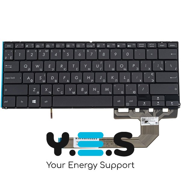 Клавіатура до ноутбуку ASUS (UX370 серій) українська розкладка, сірий колір, без фрейму, підсвітка клавіш (Оригінал)