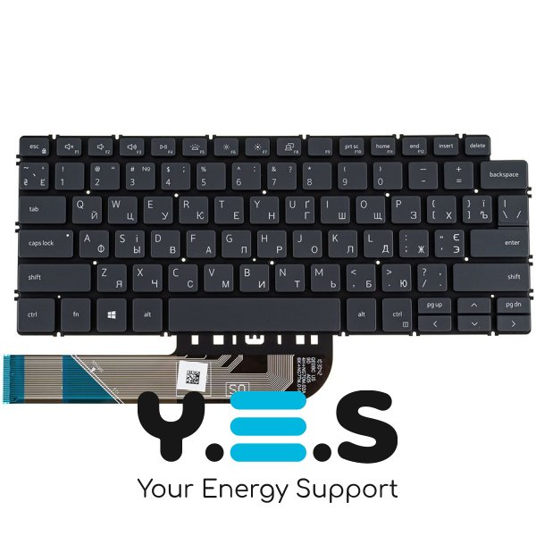 Клавіатура до ноутбуку DELL (Inspiron: 5390, 5490, 7490) українська розкладка, сірий колір, без фрейму, підсвітка клавіш (Оригінал)