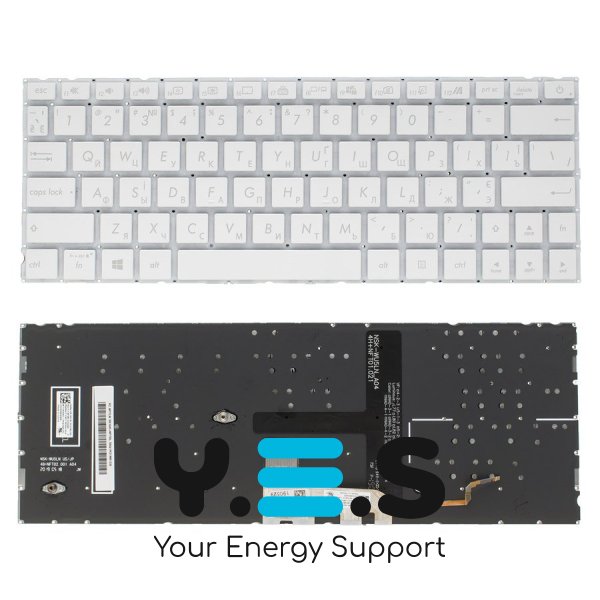 Клавіатура до ноутбуку ASUS (UX334 серій) російська розкладка, білий колір, без фрейму, підсвітка клавіш