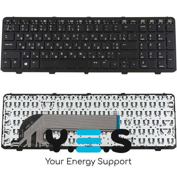 Клавіатура до ноутбуку HP (ProBook: 450, 455, 470) українська розкладка, чорний колір (15.6")