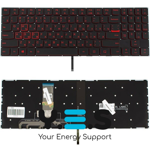 Клавіатура до ноутбуку LENOVO (Legion: Y520-15) російська розкладка, чорний колір, без фрейму, підсвітка клавіш (Оригінал RED)