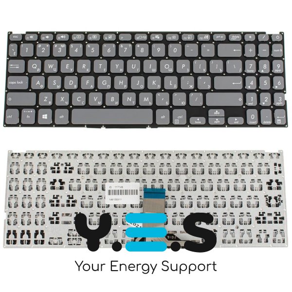 Клавіатура до ноутбуку ASUS (X509 серій) російська розкладка, сірий колір, без фрейму