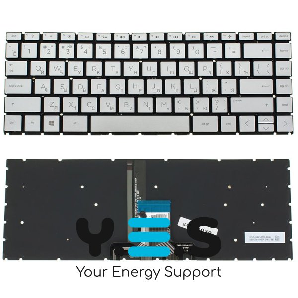 Клавіатура до ноутбуку HP (14-CM, 14-CK) російська розкладка, сріблястий колір, без фрейму, підсвітка клавіш
