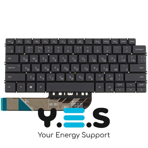 Клавіатура до ноутбуку DELL (Inspiron: 5390, 5490, 7490) російська розкладка, сірий колір, без фрейму, підсвітка клавіш (Оригінал)