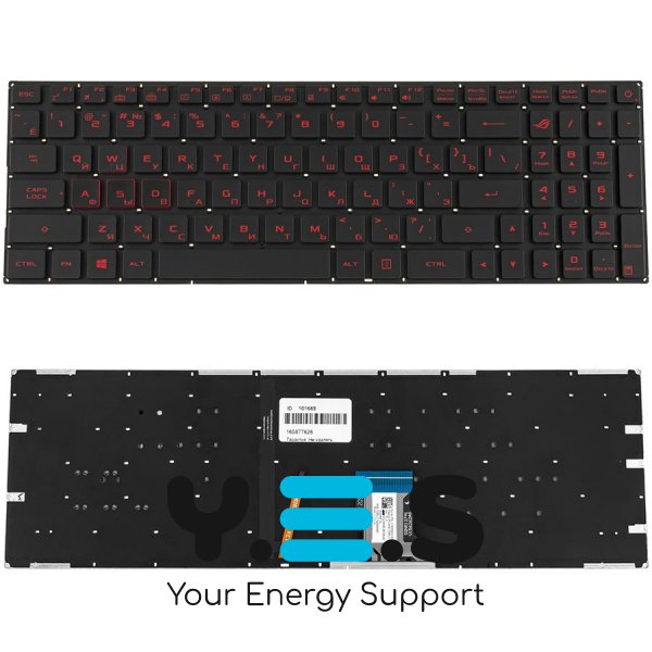 Клавіатура до ноутбуку ASUS (GL502VM, GL502VT ) російська розкладка, чорний колір, без фрейму, підсвітка клавіш (Оригінал)