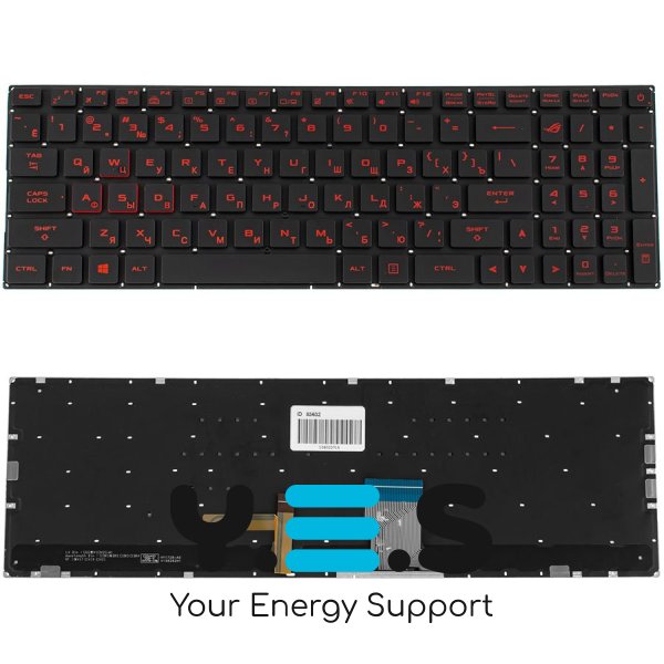 Клавіатура до ноутбуку ASUS (GL702VI) російська розкладка, чорний колір, без фрейму, підсвітка клавіш (RGB)