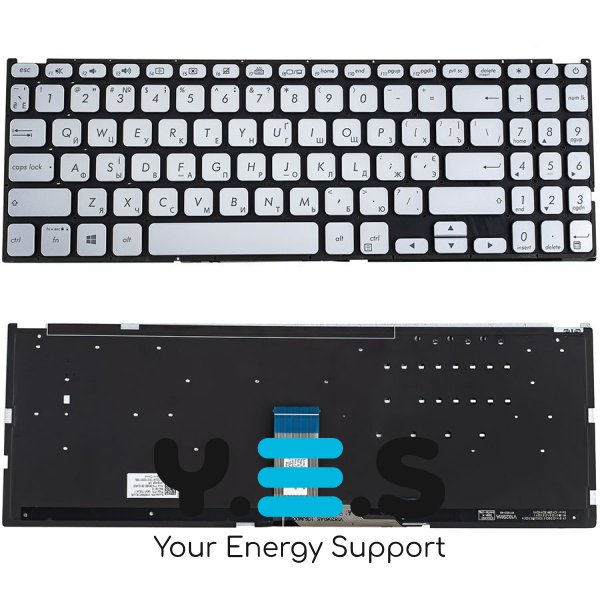 Клавіатура до ноутбуку ASUS (X512 серій) українська розкладка, сріблястий колір, без фрейму, підсвітка клавіш
