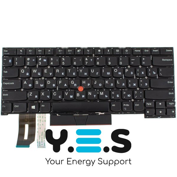 Клавіатура до ноутбуку LENOVO (ThinkPad: T490s, T495s) російська розкладка, чорний колір, без фрейму