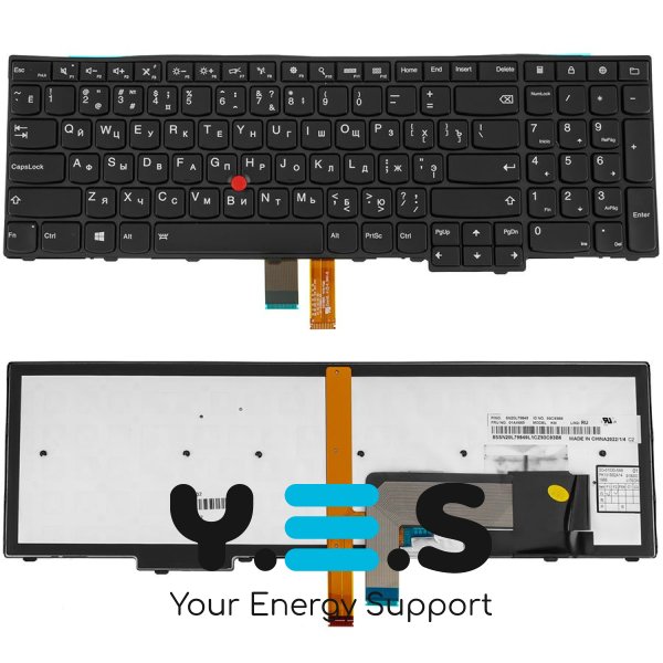 Клавіатура до ноутбуку LENOVO (ThinkPad Edge: E531, E540) російська розкладка, чорний колір, підсвітка клавіш