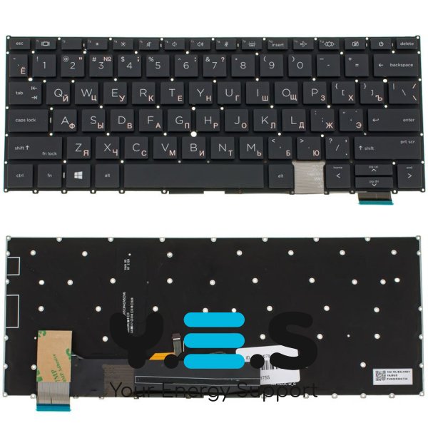 Клавіатура до ноутбуку HP (EliteBook X360: 1030 G8) російська розкладка, чорний колір, без фрейму