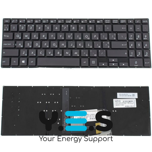 Клавіатура до ноутбуку ASUS (UX561 серій) українська розкладка, чорний колір, без фрейму, підсвітка клавіш