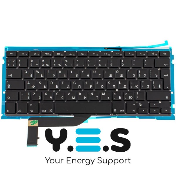 Клавіатура до ноутбуку APPLE (MacBook Pro Retina: A1398 (2012-2015)) російська розкладка, чорний колір, підсвітка клавіш, BIG Enter