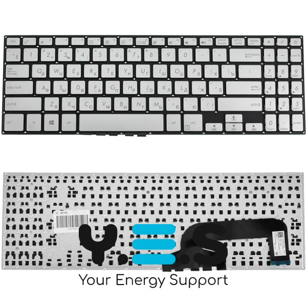 Клавіатура до ноутбуку ASUS (X507 серій) російська розкладка, сріблястий колір, без фрейму (Оригінал)