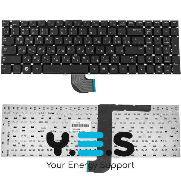 Клавіатура до ноутбуку SAMSUNG (RC528, RC530, RF510, RF511, Q530) російська розкладка, чорний колір, без фрейму