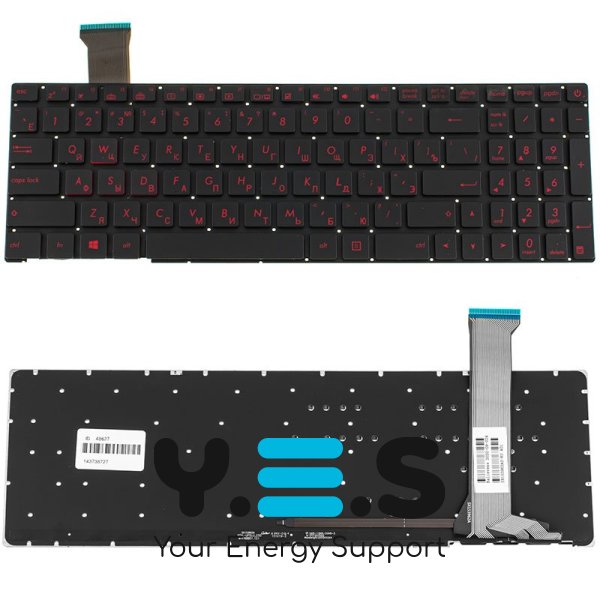 Клавіатура до ноутбуку ASUS (GL752VW серій) російська розкладка, чорний колір, без фрейму, підсвітка клавіш