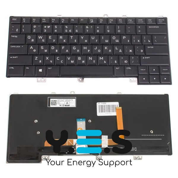 Клавіатура до ноутбуку DELL (Alienware: 15 R3, 15 R4, 13 R3) російська розкладка, чорний колір, підсвітка клавіш (RGB)