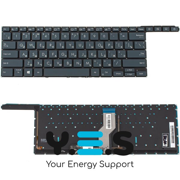 Клавіатура до ноутбуку ASUS (UX582 серій), російська розкладка, чорний колір, без фрейму, підсвітка клавіш