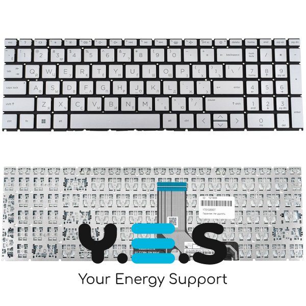 Клавіатура до ноутбуку HP (Pavilion: 15-EG, 15-EH) російська розкладка, сріблястий колір, без фрейму