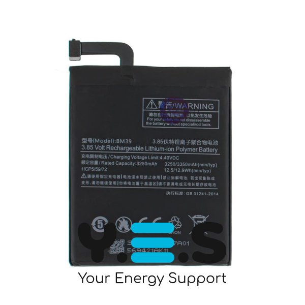 Батарея для телефонів  Xiaomi Mi 6  BM39  3.85V 3250mAh 12.5Wh    оригінал