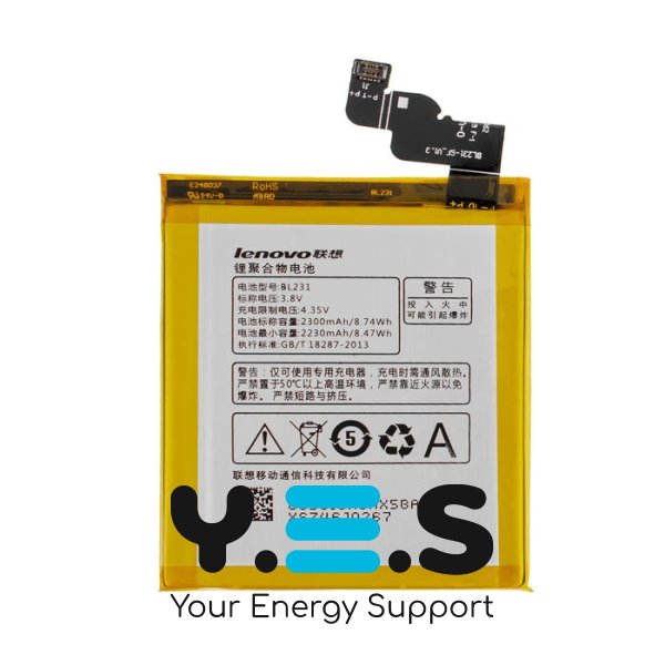 Батарея для телефонів  Lenovo BL231  Sisley S90  Vibe X2 3.8V 2300mAh 8.74Wh    оригінал