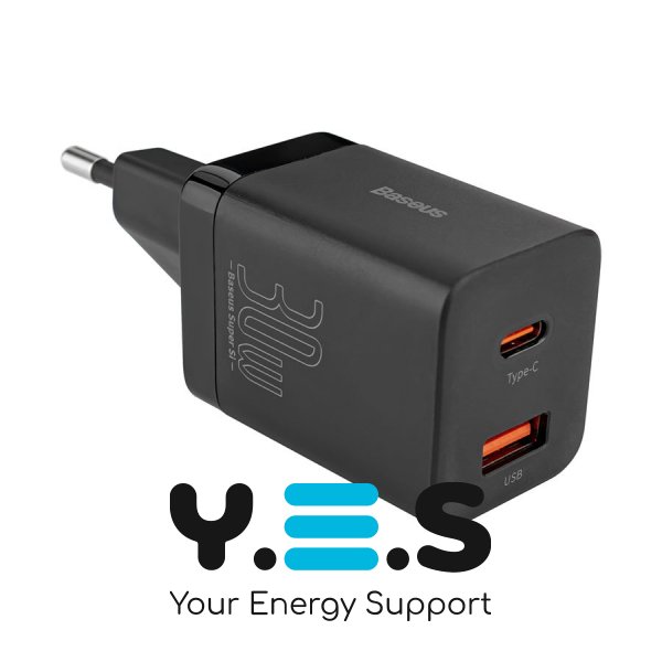 Зарядний пристрій Baseus Super Si Pro Quick Charger C+U 30W EU чорний CCSUPP-E01