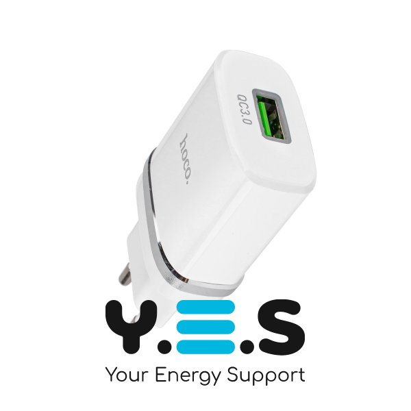 Зарядний пристрій HOCO C12Q Smart  QC3.0  18W  білий  Micro Set   6931474716286