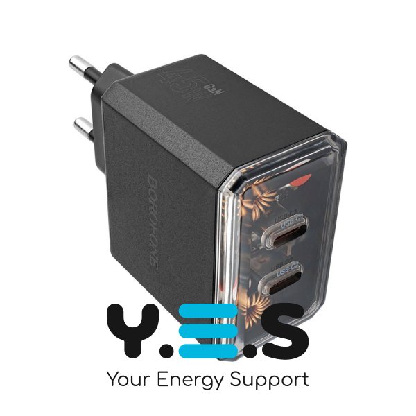 Зарядний пристрій BOROFONE BAS33A 2USB-C PD/QC45W black 6941991110702