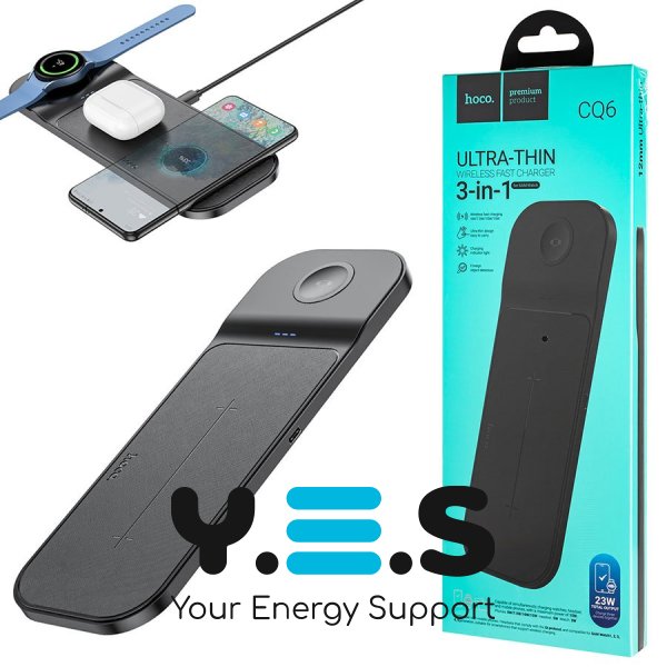 Бездротовий зарядний пристрій HOCO CQ6 Power 3-in-1 wireless fast charger чорний 6942007612029