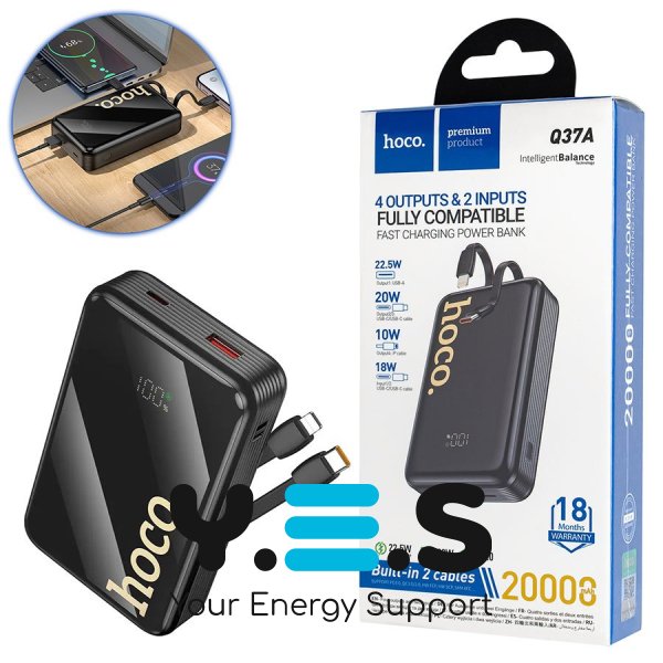 Power Bank HOCO Q37A Graceful 22.5W+PD20W 20000mAh чорний (6942007644921)