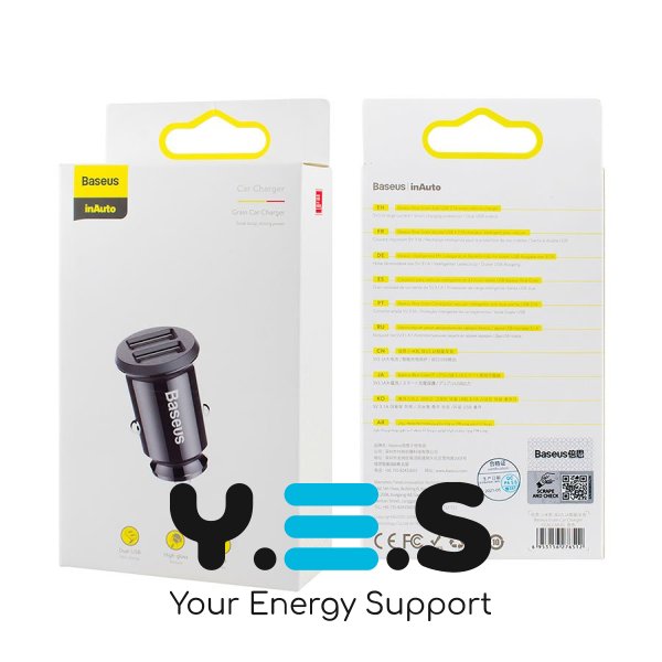 Автомобільний зарядний пристрій Baseus Grain Car Charger 3.1A Dual USB чорний