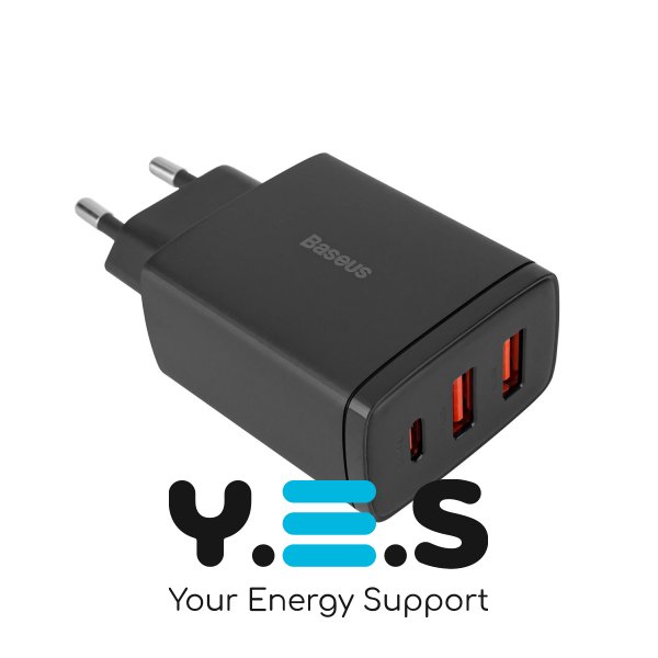 Зарядний пристрій Baseus Compact Quick Charger 2U+C 30W EU Black (CCXJ-E01)