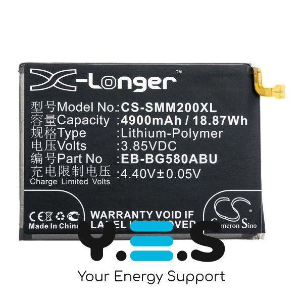 Акумулятор Samsung EB-BG580ABU 4900 mAh для Galaxy M20 Galaxy M30 Galaxy A40s X-Longer